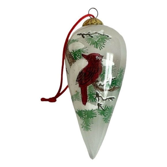 Rare Vintage Christmas Ornament Clear Glass Cardinal Ornament Xmas Holiday Decor - Picture 4 of 8